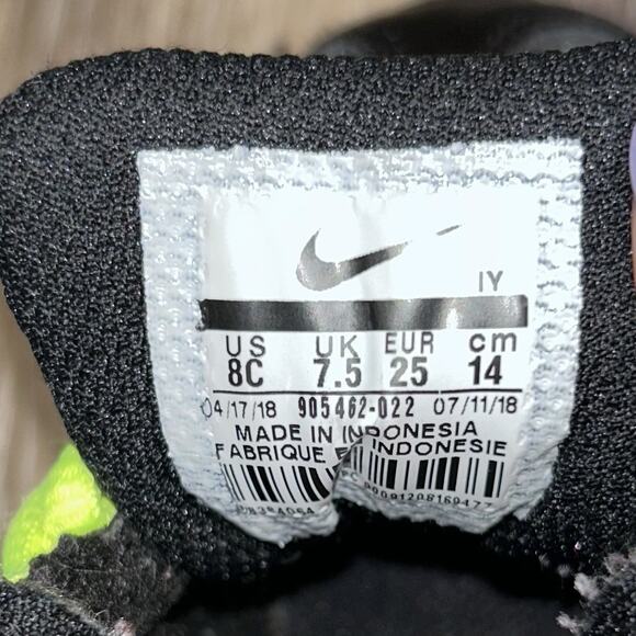 Nike Little Air Max 95 TD Black Gray Volt Green 905462-022 Youth Size 8C Shoes - Picture 11 of 11